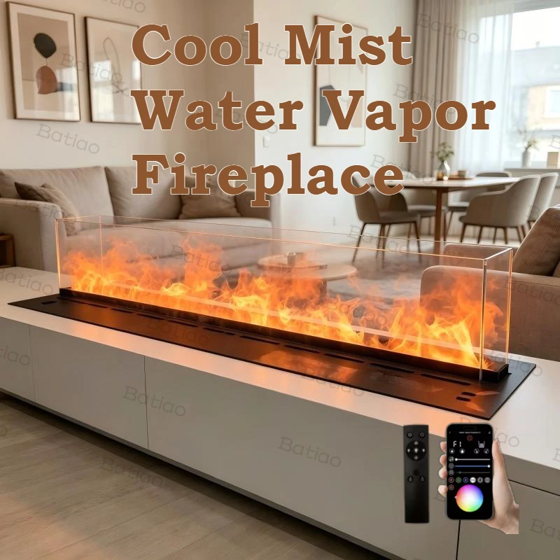 Flame Effect Humidifier Fireplace,Non-Heating Decorative Mist Maker Decorative Mist Fireplace with LED Light grade fireplace