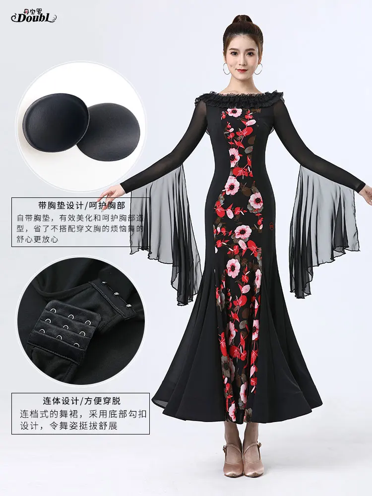 Modern dance skirt, national standard dance skirt, high-end fashion, high-end graceful dancer waltz skirt, large swing skirt