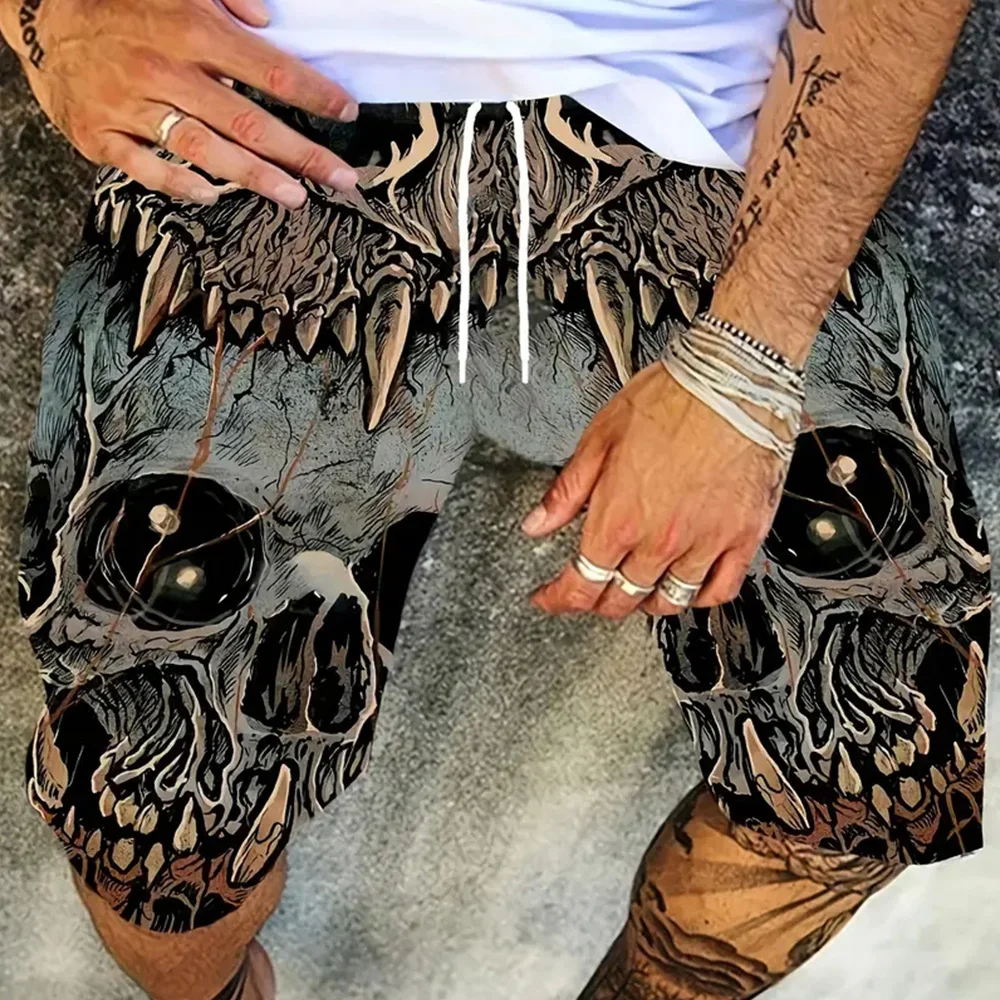 New Men\'s Beach Pants Clawbones 3D Printed Men\'s Shorts Summer Casual Breathable Shorts Men\'s Clothing Bermuda Men\'s Shorts