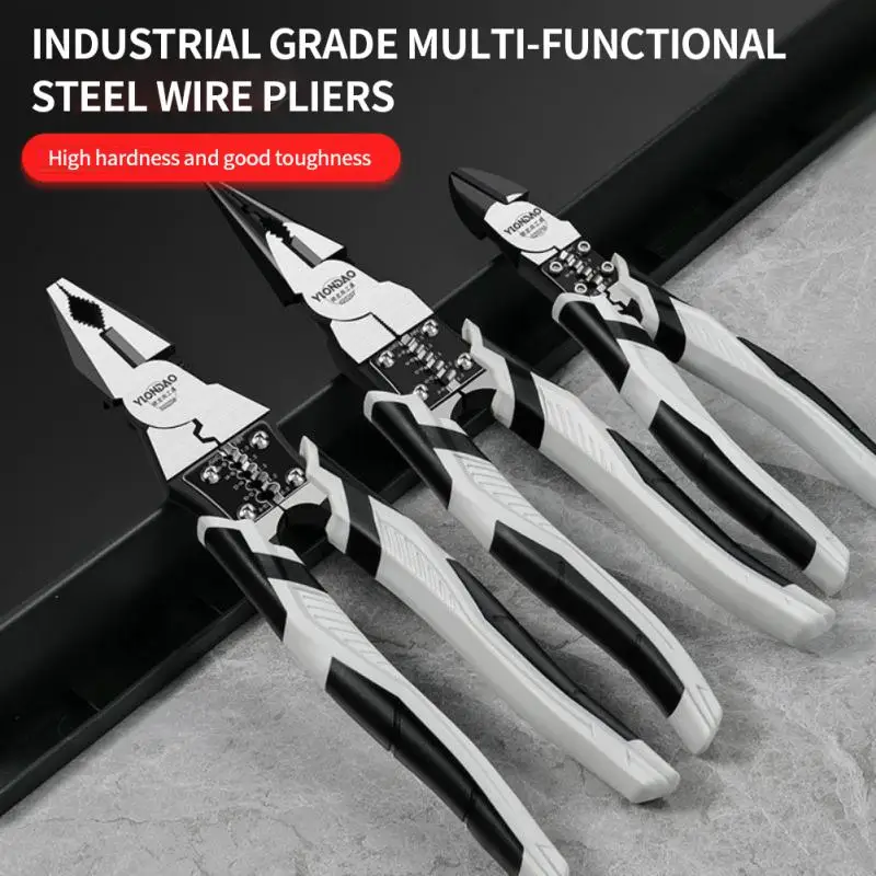 Industrial Diagonal Pliers Terminal Crimping Hand Tools Wire Stripping Cable Cutters Carbon Steel 5-in-1 Needle Nose Plier