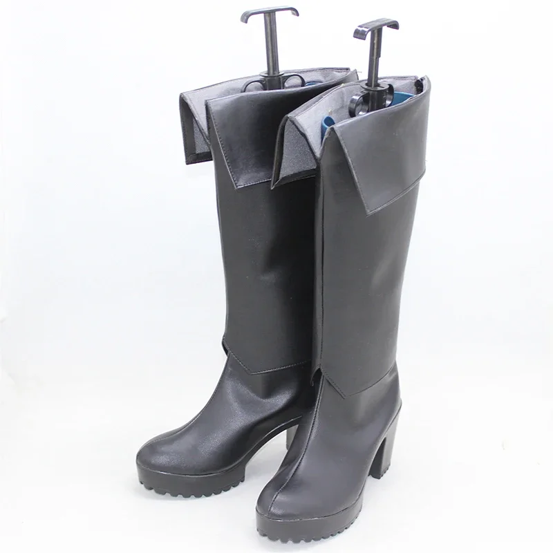 Fyodor Dostoyevsky Cosplay Shoes Anime Bungo Stray Dogs Cosplay High Heels Black Boots Halloween Carnival PU Shoes Custom Made