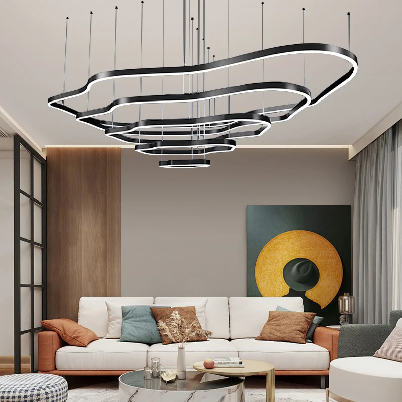 Hall Duplex Hotel Lobby Luxury Led Ceiling Hanging Lamp Pendant Luxury ChandelierFor Living Room Pendant Lights Kitchen Island