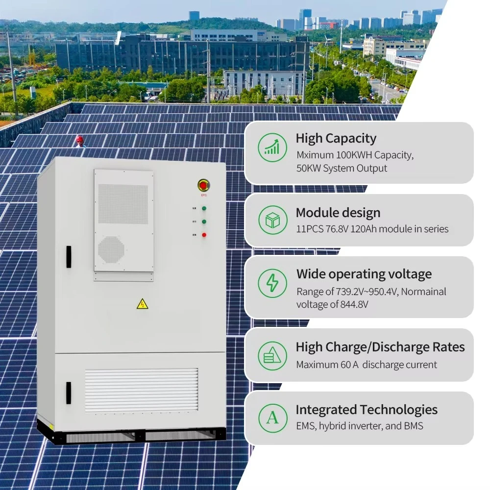 خزانة تخزين الطاقة الخارجية 50 كيلو وات 100 كيلو وات في الساعة نظام تخزين طاقة البطارية الصناعية الكل في واحد