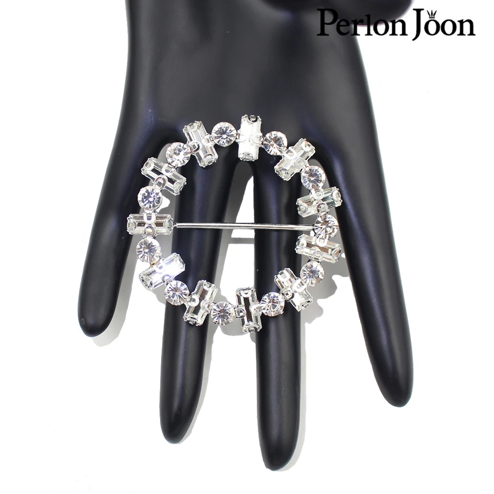 2Pcs 5.6cm(inner3.5cm) flicker rhinestone crystal belt buckel silver use on wedding dress clothing bag shoes accessories KT005 view 4