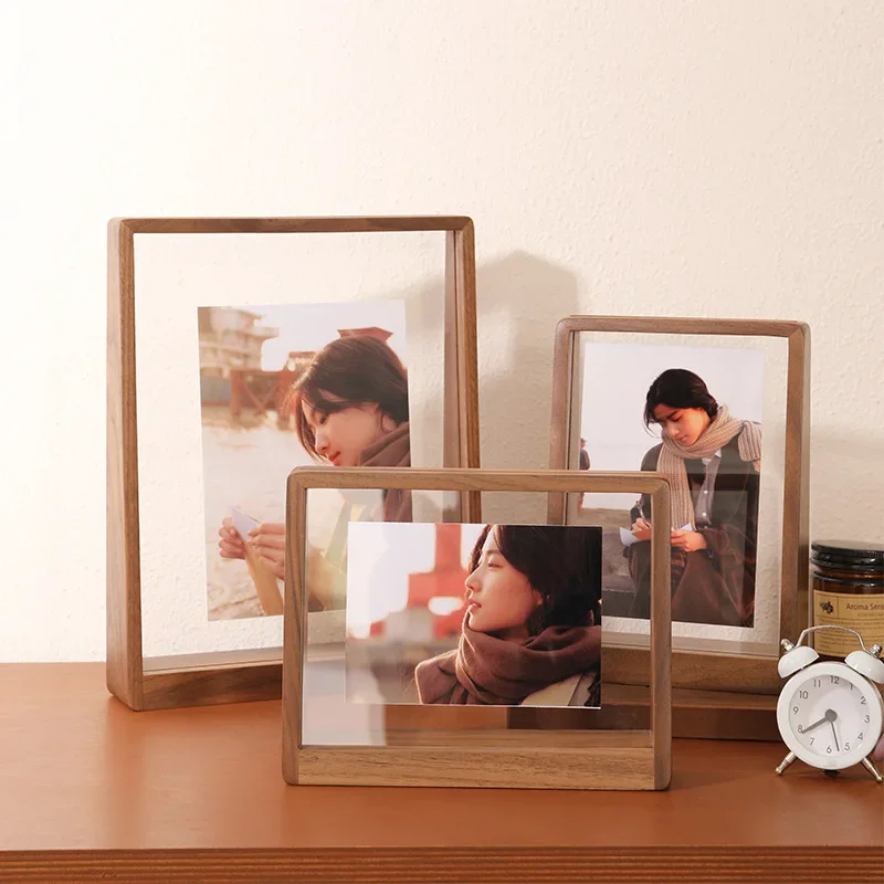 Trapezoidal Beech Wood Photo Frame Creative Solid Wood Tabletop Picture Frame Home Decoration Stylish Elegant Photo Frame