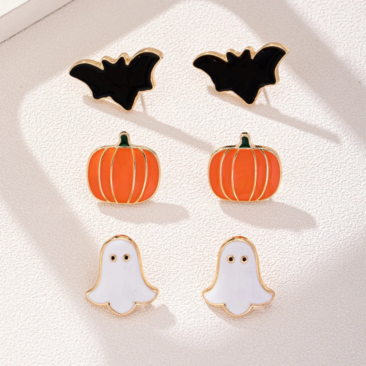 3 Paare/satz Halloween Ohrringe Set Cartoon Nette Kürbis Tier Fledermaus Geist Stud Ohrring Lustige Gothic Party Schmuck Für Frauen Männer