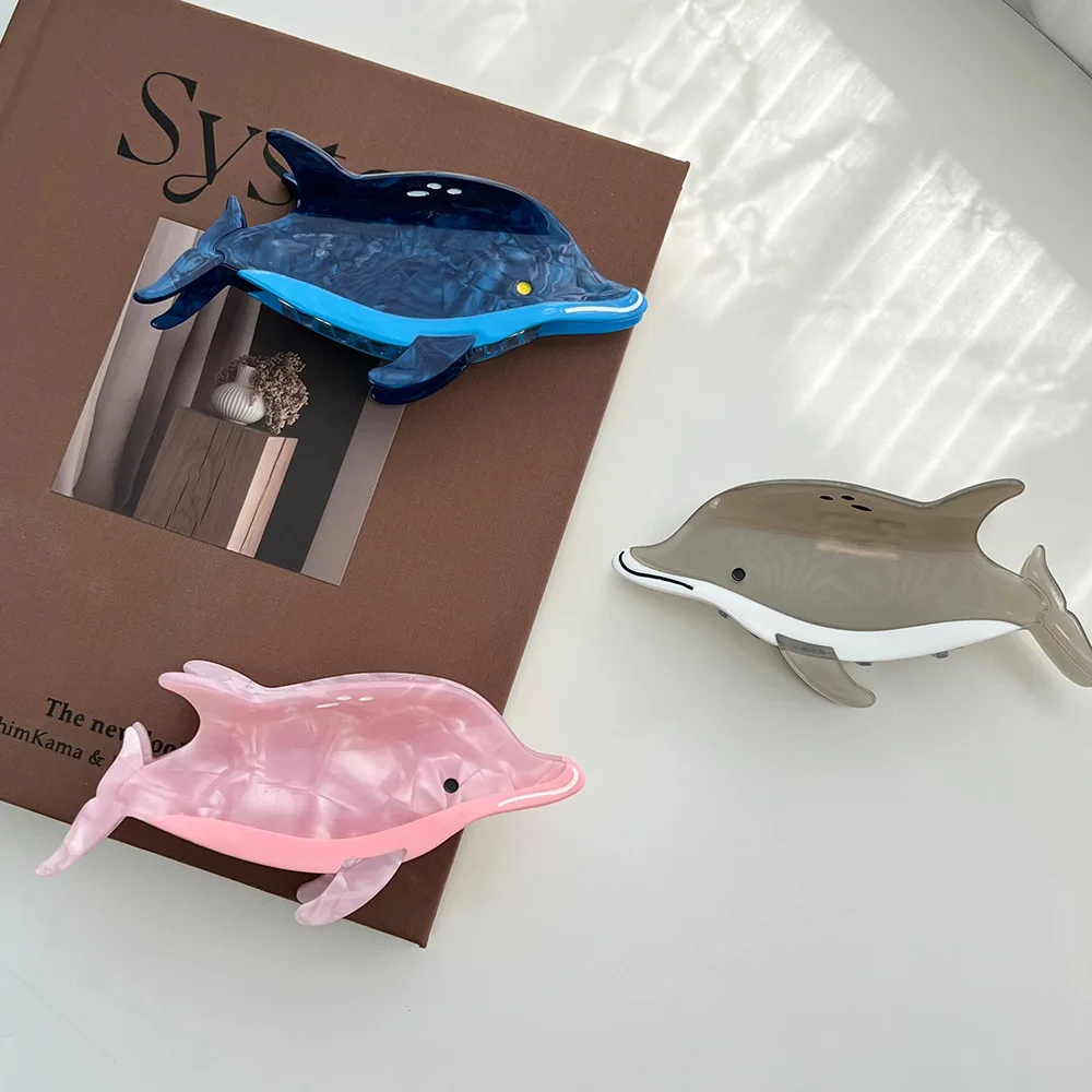 

DuoShang Summer Ocean Series Dolphin Acetate Hair Claw Marine Animal Claw Clips Trendy Hair Clips for Women Hair Accessories