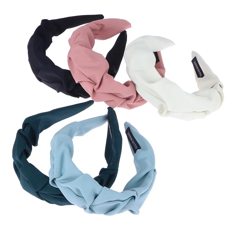

1 Pc Fashion High Cranial Top Hair Bands Women Solid Color Pleated Crimped Hair Headband Vintage Versatile Headwear