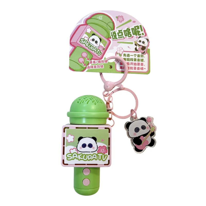 الإبداعية لعبة الصوت الإلكترونية الكرتون الباندا كابيبارا مسجل لطيف سلسلة مفاتيح ميكروفون قلادة متعة لعبة ميكروفون صغير