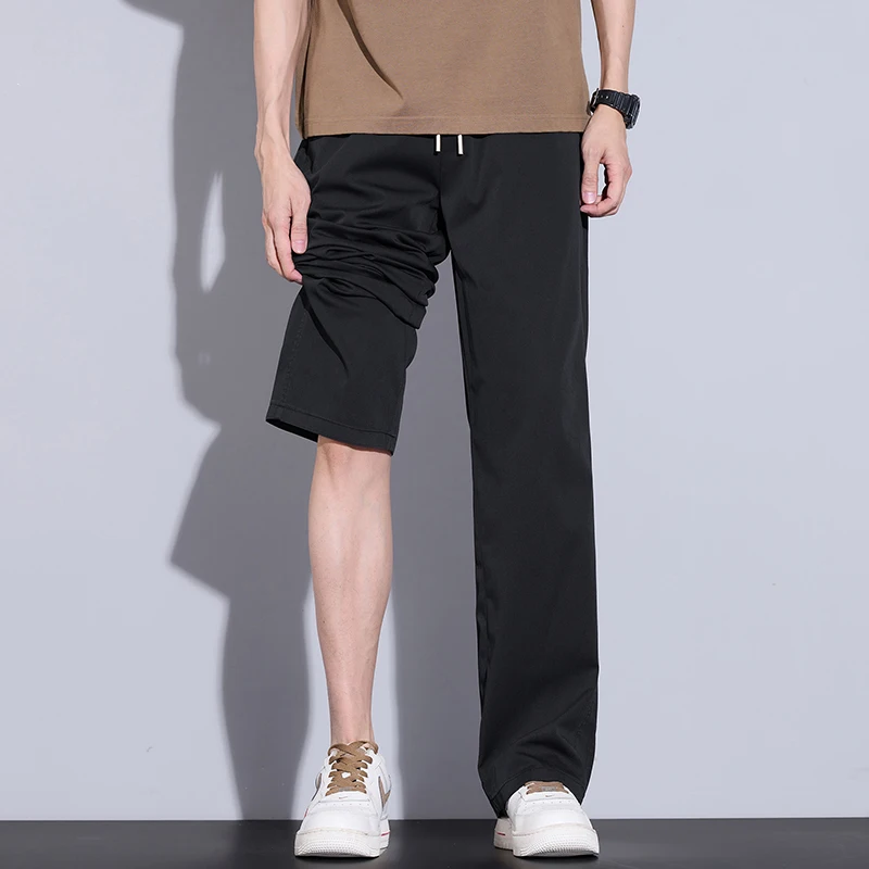 

New Soft Jeans Men Spring Summer Thin Loose Draped Anti-wrinkle Comfortable Straight Trousers Drawstring Male Baggy Denim Pants