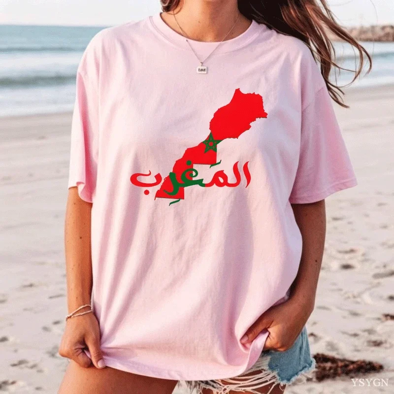 Morocco Tshirt Women Men Casual Cotton Printed Moroccan Flag T-shirt Short Sleeve Graphic Tee Shirt Men's Clothing Tops