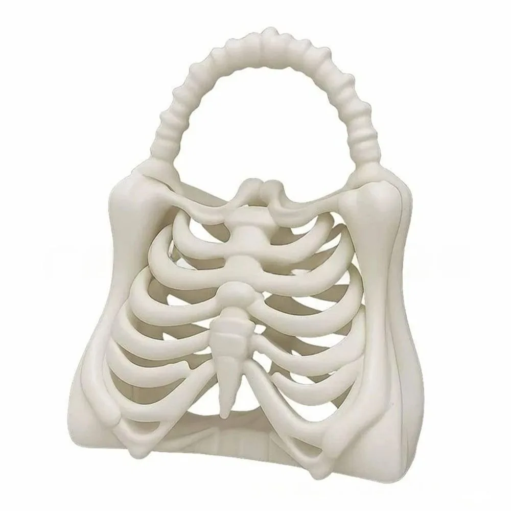 Fashion 3D Printing Skeleton Handbag Novelty Costume Gothic Purse Rib Cage Shape Clutch Bag Cosplay