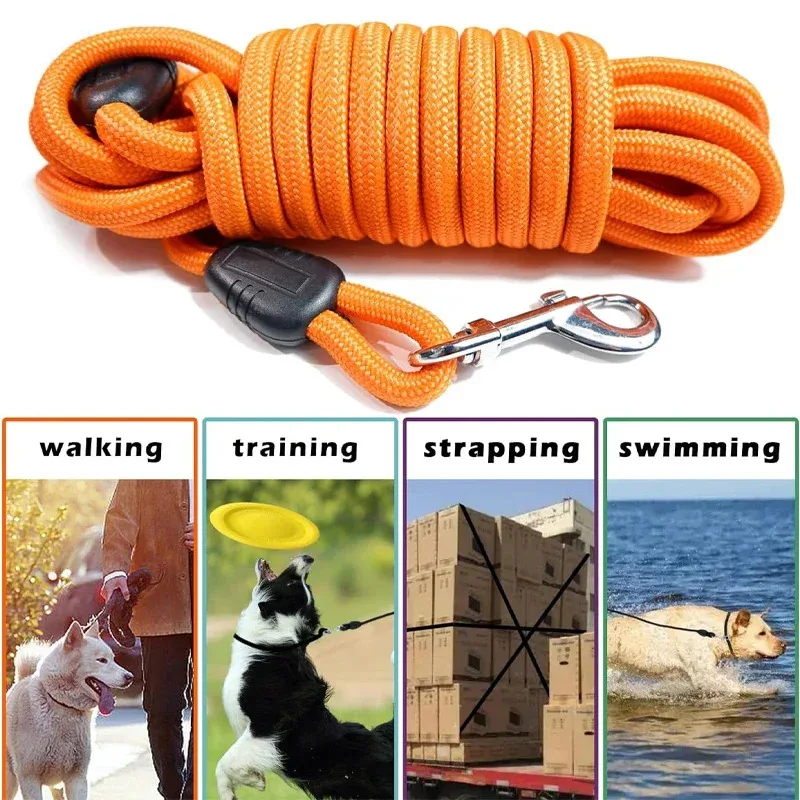 

Heavy Duty Nylon Dog Leash 5M 10M 15M Long Training Lead for Medium Large Dogs Strong Recall Agility Obedience Walking