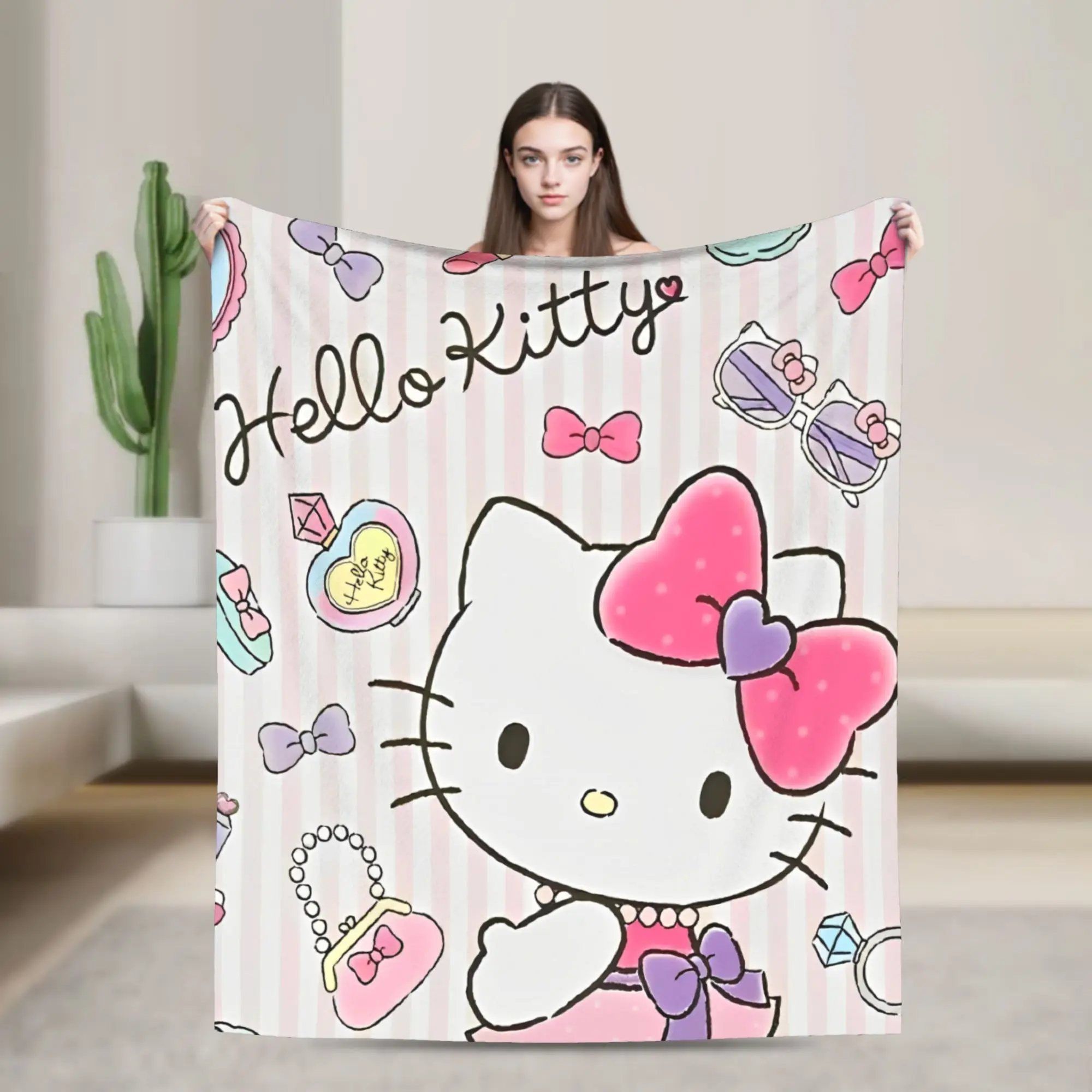 

Hello Kitty Fuzzy Blanket Cartoon Awesome Throw Blankets for Sofa Bedding Lounge 200x150cm Bedspread
