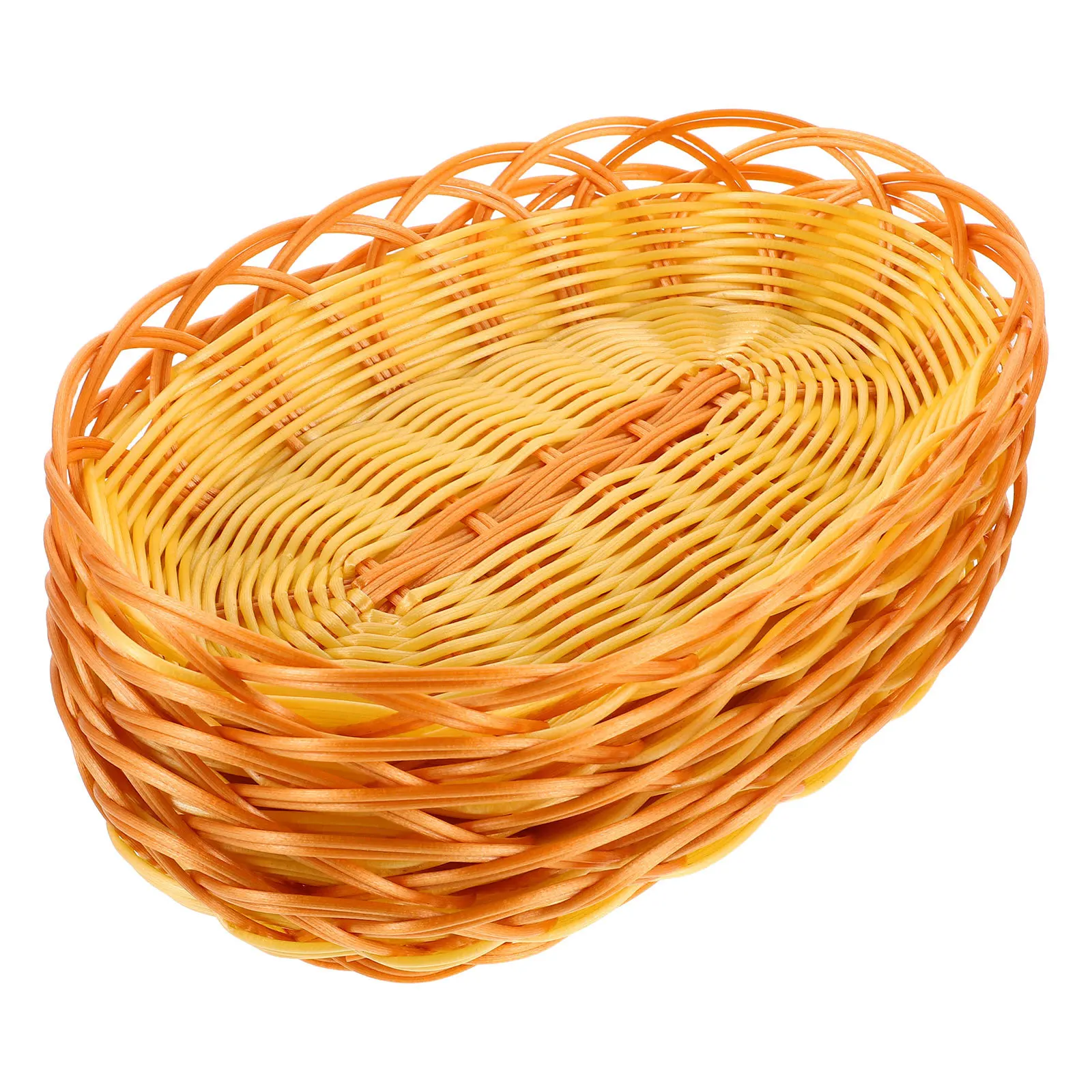 

5Pcs Imitation Rattan Woven Tray Oval Shape Bread Baskets for Serving Multifunctional Use in Restaurant Kitchen