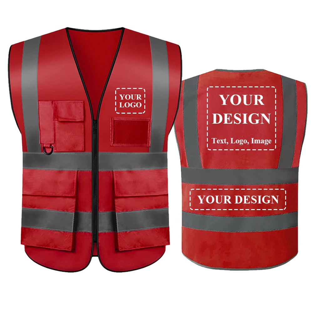 Custom Logo Text Reflective Safety Vest High Visibility Security Working Clothes Construction Work Uniform Outdoor Traffic Vests