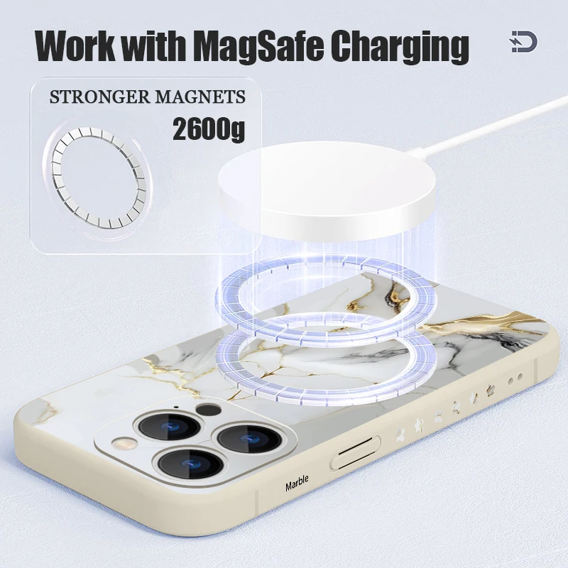 Magnetic Sandstone Marble Case For iPhone 15 Pro Max 11 12 13 14 Pro Max Built-in Metal Plate For Magsafe Lanyard Cover Coque