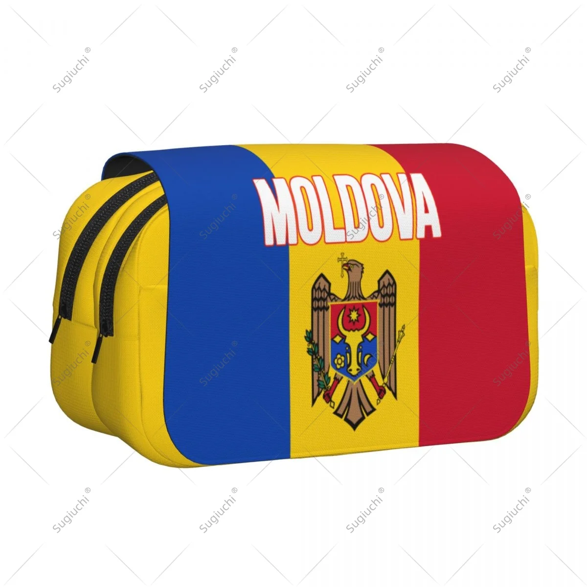 Pencil Case Scissors Bags 3D Moldova Flag Double-layer Oxford Cloth Stationery Storage Pen Box Case