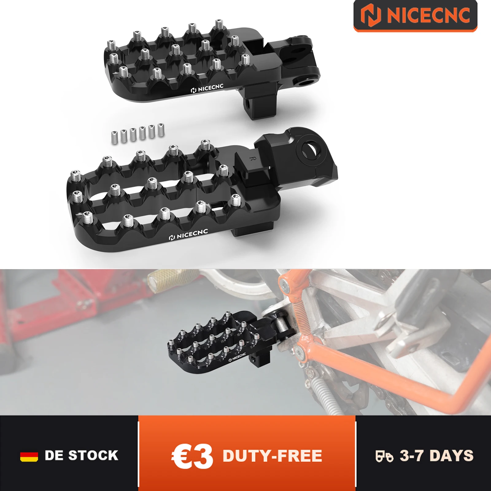 NICECNC Für Husqvarna 701 Enduro /701 Supermoto 2016-2026 NORDEN 901 Verstellbare 20mm untere Fußrasten für KTM 690 Enduro R 690 SMCR 2008-2026 790 890 Adventure R 1050 1090 1190 1290 Adventure R S T