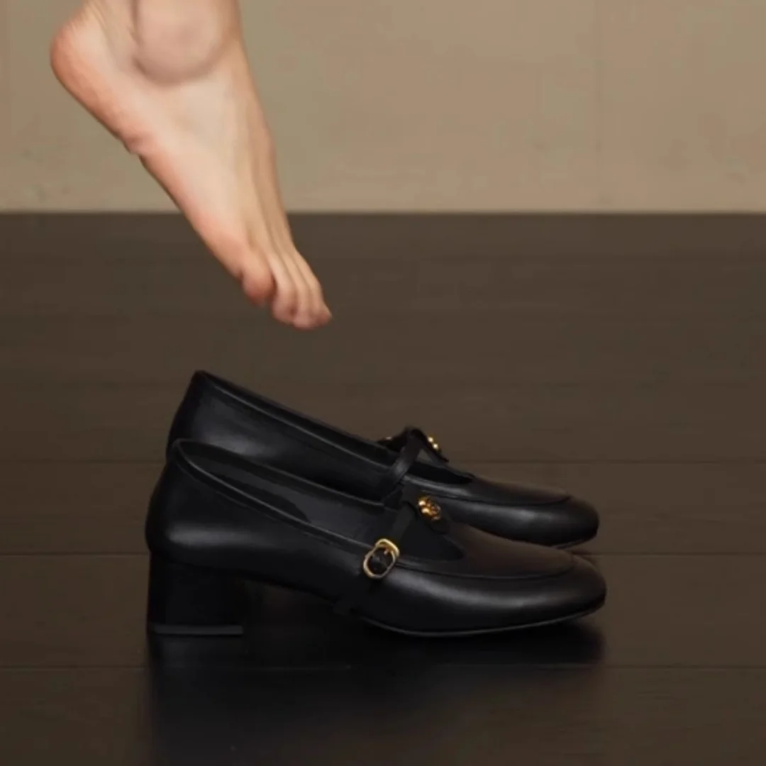 

Mary Jane Shoes Autumn Luxury Loafer shoes Camellia Decoration High-quality Heel Fashionable Banquet Business Item Holiday Gifts