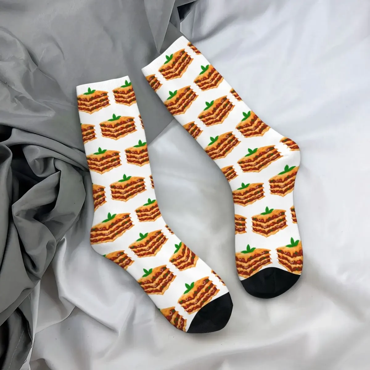 Italian Lasagna Socks Harajuku Sweat Absorbing Stockings All Season Long Socks Accessories for Unisex Birthday Present