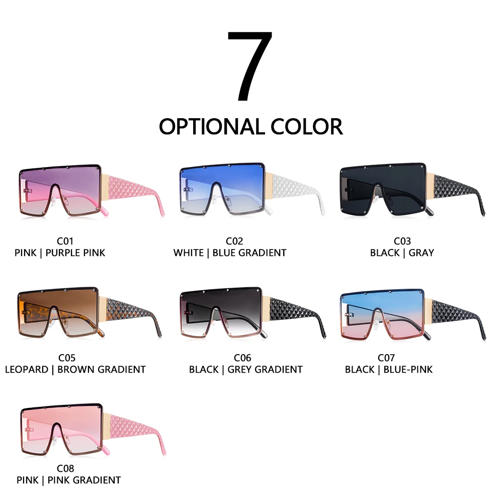 CRIXALIS 7 PCS Square Rimless Sunglasses Women Oversized Luxury Designer Sun Glasses Female Fashion Gradient Shades Lady UV400