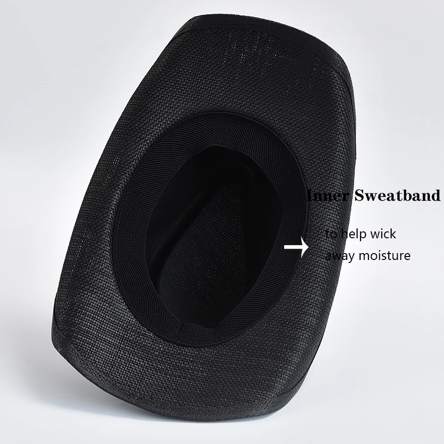 Thickened Straw Hat for Men\'s Curled Edge Vintage Western Cowboy Hat Summer Beach Sun Hat Sombrero Hombre