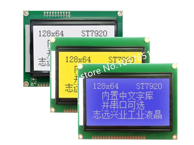 128x64 ST7920 Moduł wyświetlacza LCD 3,3 V lub 5 V STN Zielony Niebieski 20-pinowy SPI 12864B-V2.0