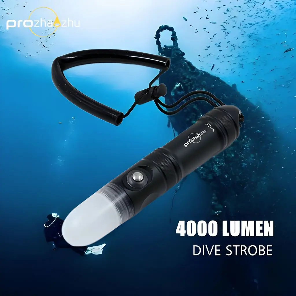 Super Bright Diving Strobe LED 4000 Lumen USB Charging 21700 Lithium-ion Scuba Dive Signal Diving Lights