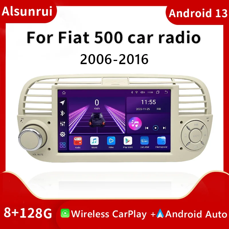 

7 "Android 13 автомобильный радиоплеер для FIAT 500 Abarth 2007-2015 мультимедийный GPS-навигатор с поддержкой Carplay AutoRadio RDS DSP