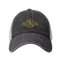 Bitcoin Cryptocurrency Enthusiast Gold Coin Printed Hat Sunny Beach Mesh Hat Men Women Summer Adjustable Breathable Baseball Cap