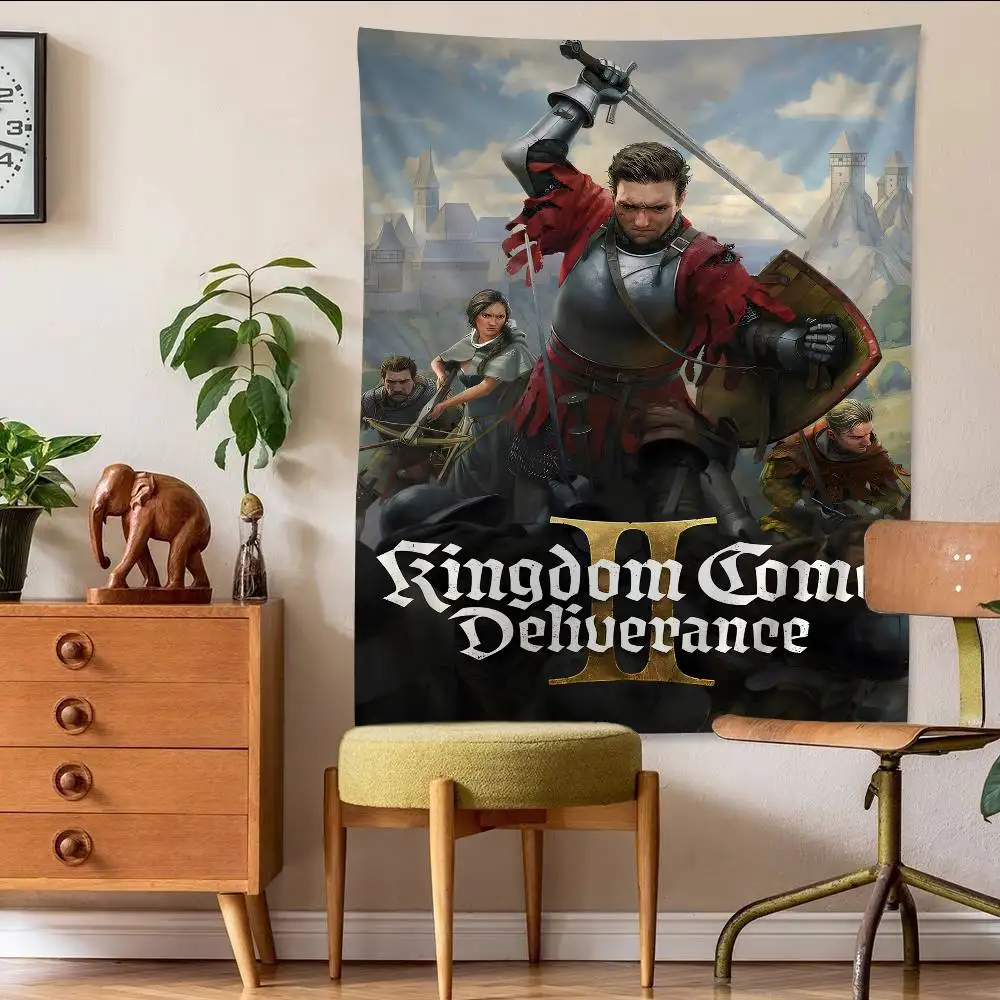 Game Kingdom Come Deliverance 2 Anime Tapestry Hippie Flower Wall Carpets Dorm Decor Cheap Hippie Wall Hanging