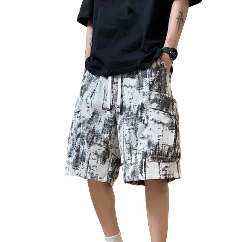 

Five-Minute Shorts Hip Hop Pants Summer Fashion Summer Suitable Black And White Options Knee Length Print Pattern
