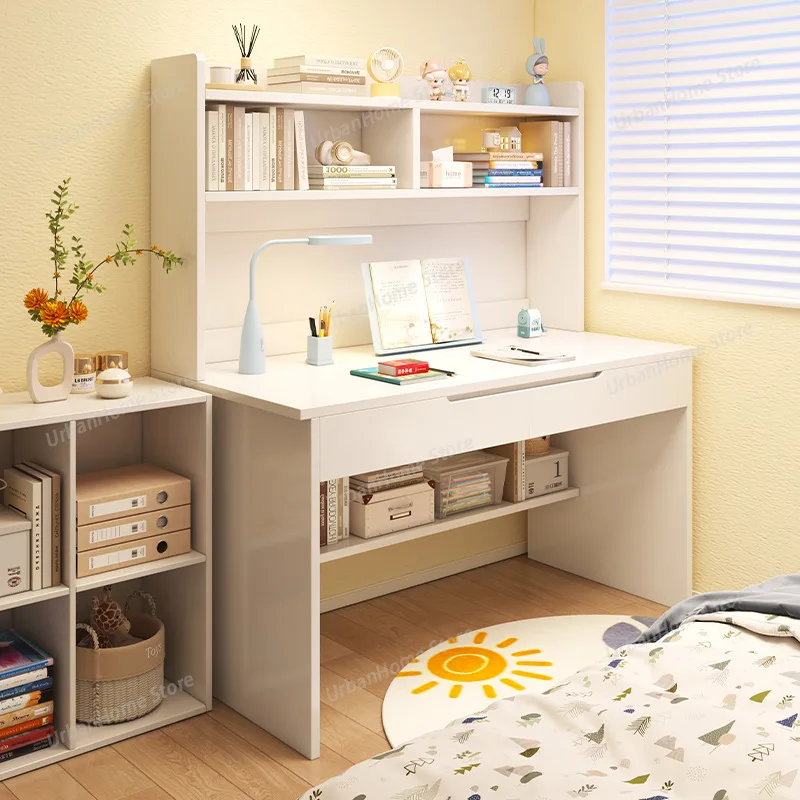

Modern computer Desk Student Household Table book Rack Integrated Computer Desk Study Furniture Set Combination Table Workbench