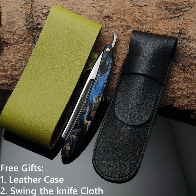 3pcs/set S45C High Carbon Steel Straight Edge Razor Old Style Manual Salon Beard Shaver Acrylic Steel Handle Already Bladed