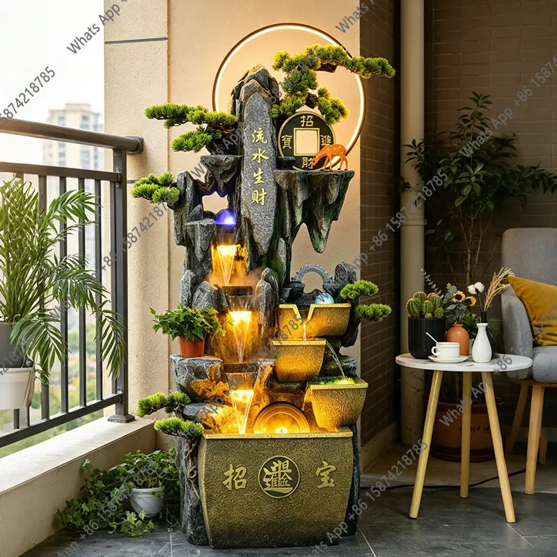 

Entrance flowing water landscape ornament floor circulation water rockery fountain courtyard balcony wheel water feature
