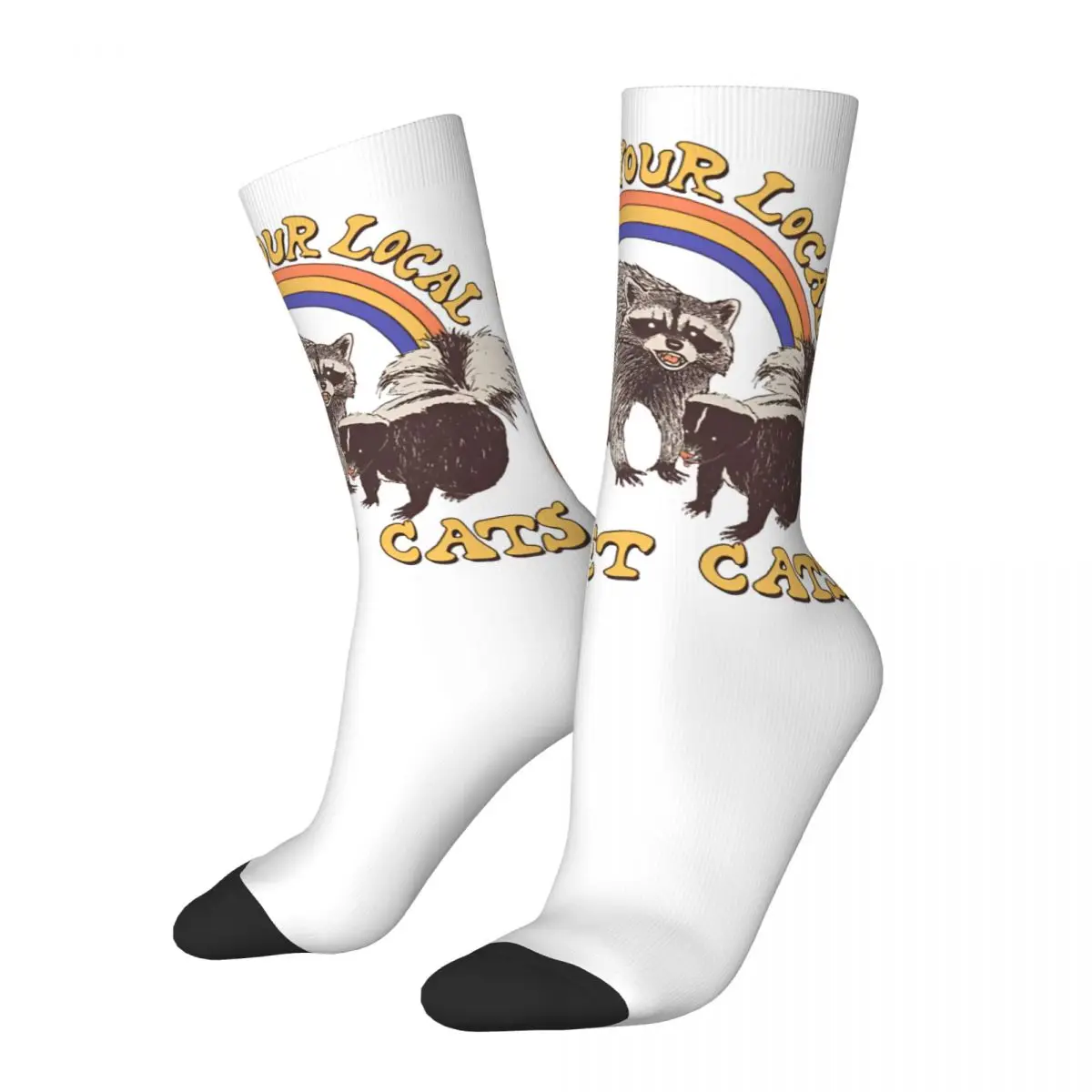 Street Cats Men's Socks Retro Harajuku P-Possum Street Style Novelty Seamless Crew Sock