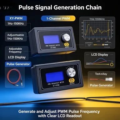XY-PWM Signal Generator 1Hz-150KHz, 1-Channel Adjustable PWM Pulse Module with LCD Display