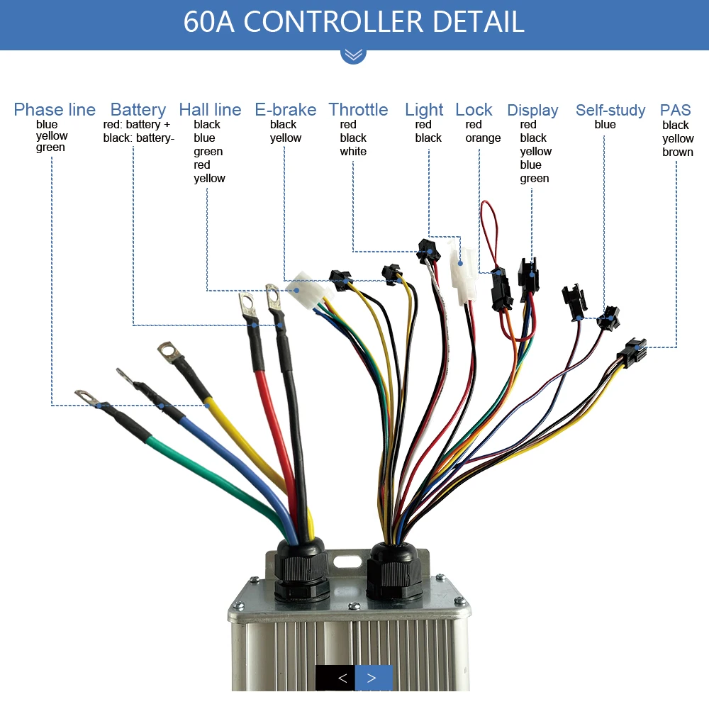 Electric Bicycle JN Controller 1000W-3000W 60A Sinewave Dual Mode Controller With Light Function S900 UKC1 For E-bike Accessies