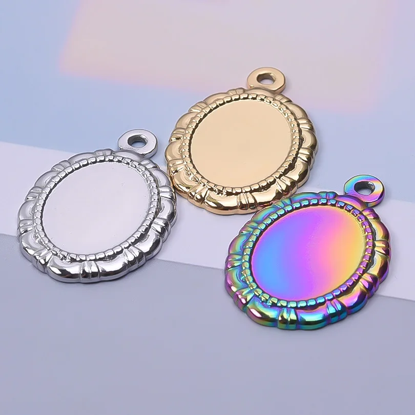 5 teile/los Edelstahl Runde Oval Herzförmige Tablett Anhänger Basis Einstellungen Charms DIY Schmuck Machen Liefert Halskette Ohrring – Detail 16