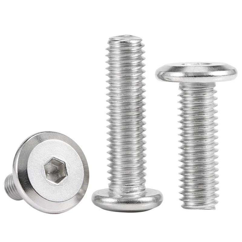 304 Stainless Steel Large Flat Hex Hexagon Socket Screw Allen Furniture Rivet Screws Connector Joint Bolts M2 M2.5 M3-m12