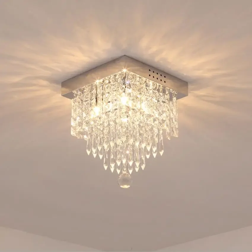 Crystal Ceiling Lamp 30 Cm Chandelier Crystal Aisle Lamp Ceiling Lamp Crystal Gateway Lamp LED Square  Living Room Decor