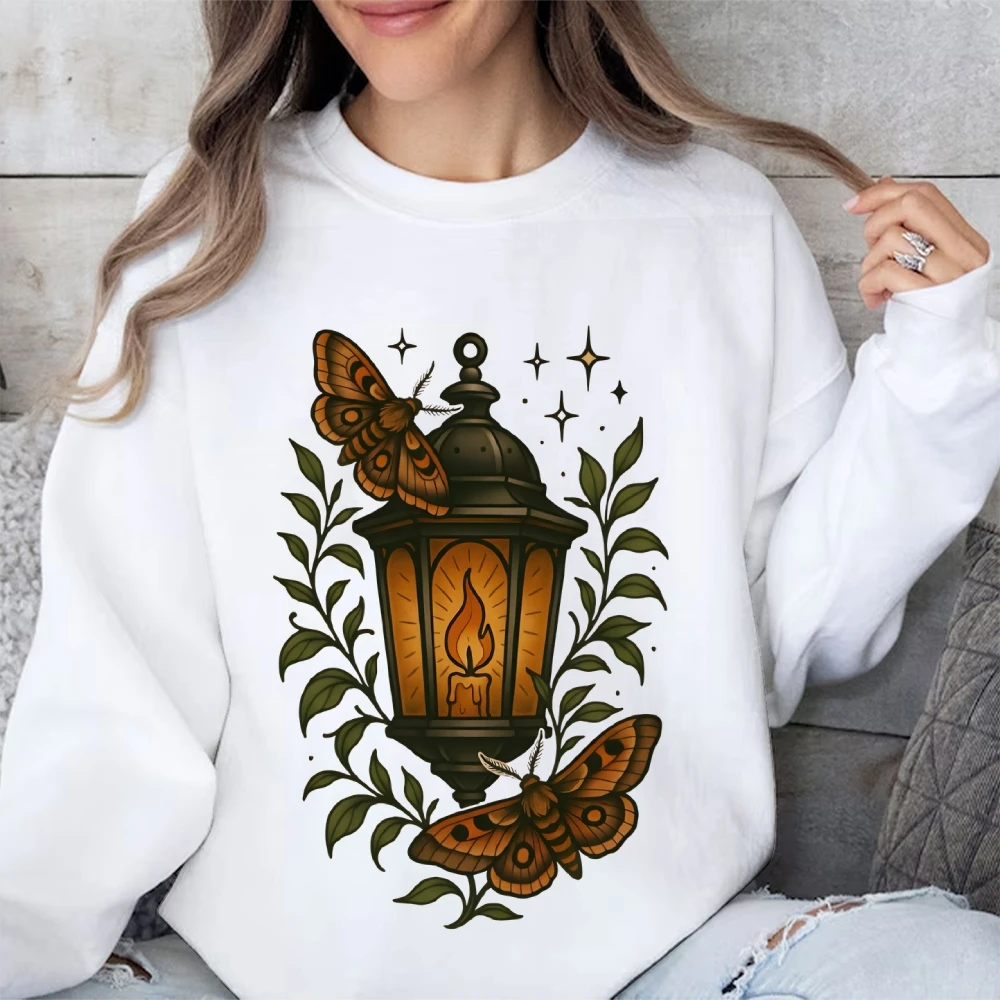 

Ночной фонарь с бабочкой и художественным графическим рисунком, повседневный свитер с круглым вырезом для женщин и мужчин, свободный крой для активного отдыха