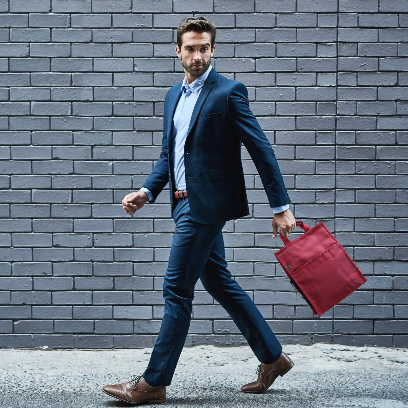 

Oxford Document Organizer Bag Waterproof Robust Storage File Pouch with Separate Compartments Dual Side Water Bottle Holders Red