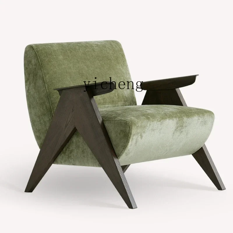 

1 Single-Seat Sofa Chair Hotel Lobby Chair Negotiation Area Leisure Sofa Coffee Shop Solid Wood Chair