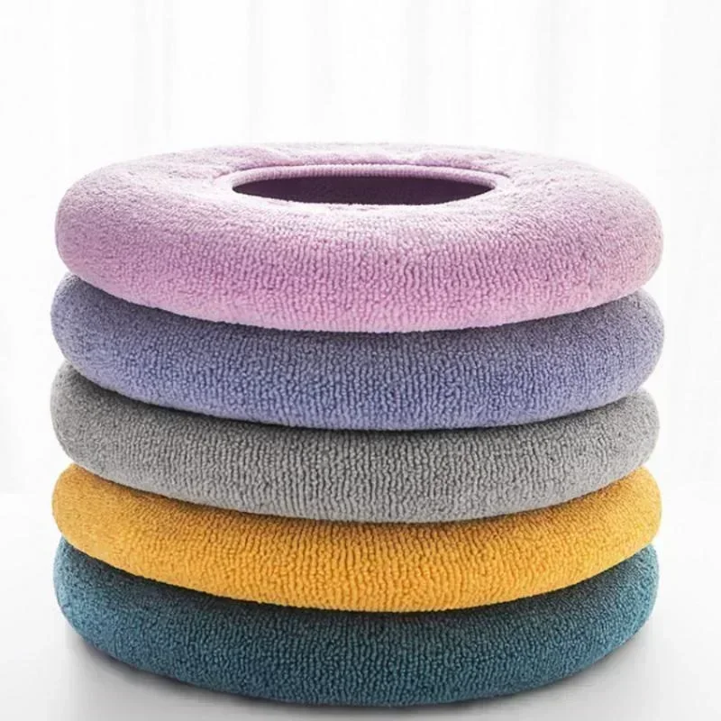 Winter Warm Toilet Seat Cover Closestool Mat Washable O-shape Pad Bathroom Accessories Knitting Pure Color Soft Bidet Cover