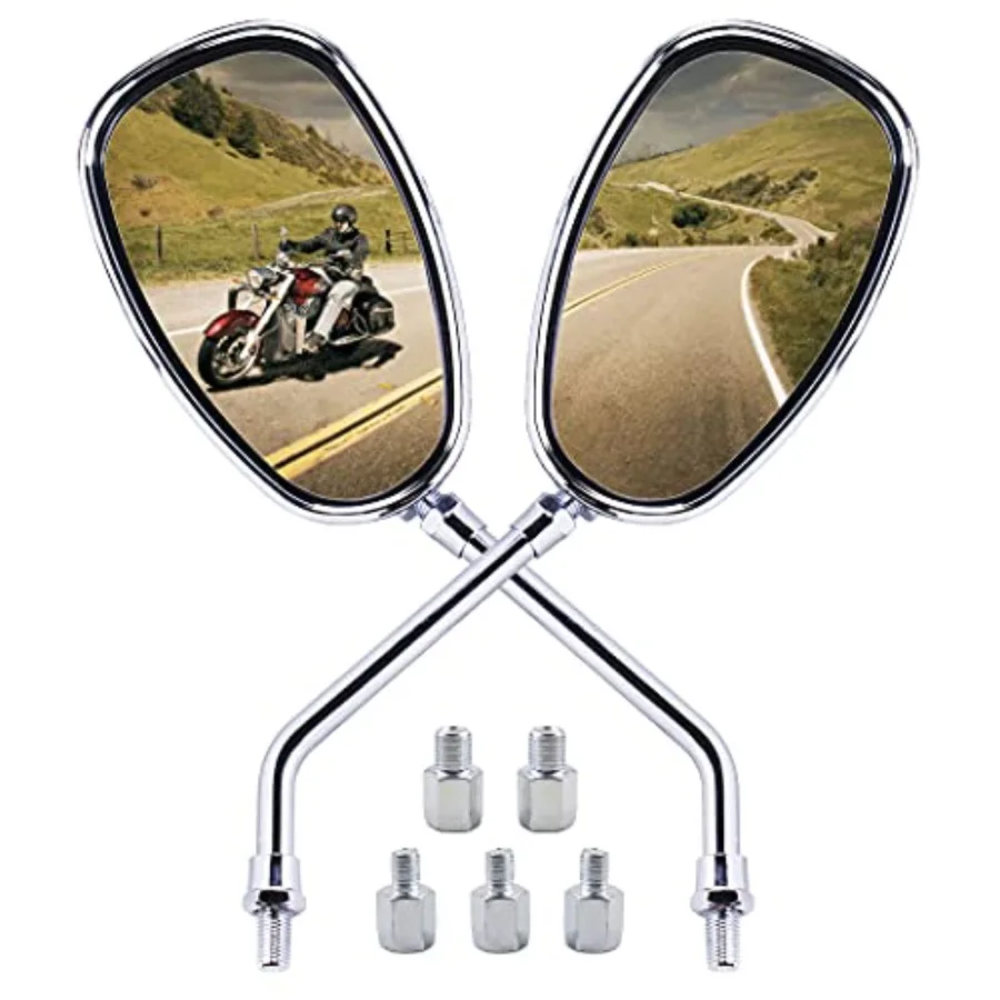 

Universal 10mm 8mm Chrome Motorcycle Rear View Side Mirrors Handle Bar End for Enhanced Visibility and Stylish Design on Variou