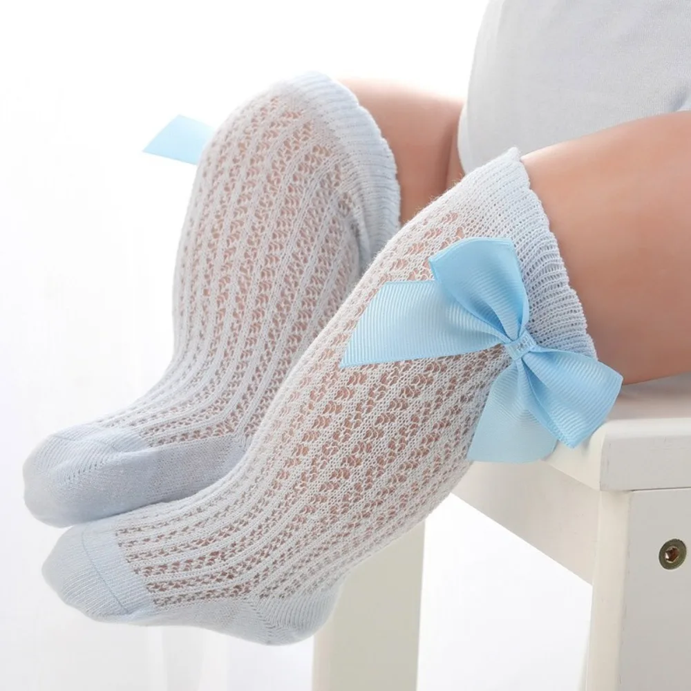 

Baby Dress Breathable Mesh Baby Girls Socks Cotton Big Bow Mesh Stockings Long Sock Summer