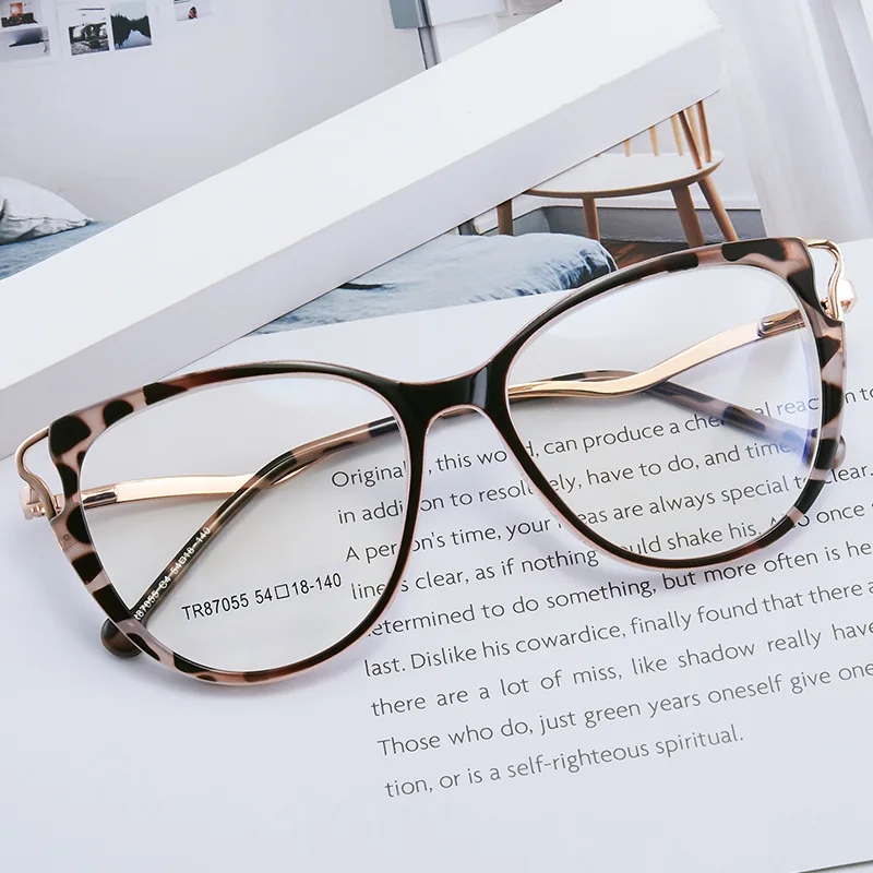 Fashion Sexy Cat Eye Computer Reading Glasses Retro Leopard Eyewear Anti Blue Light Ladies Glasses Frame Presbyopia Eyeglasses