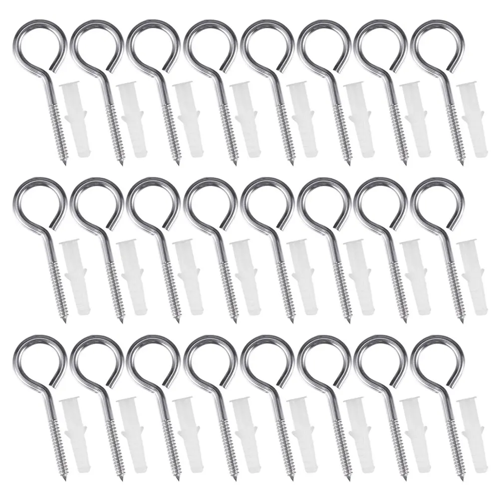 

Stainless Steel Eye Screws Heavy Duty Silver Screw Hooks Ideal for Hanging String Lights Wire Baskets Furniture Screws Vine Eyes